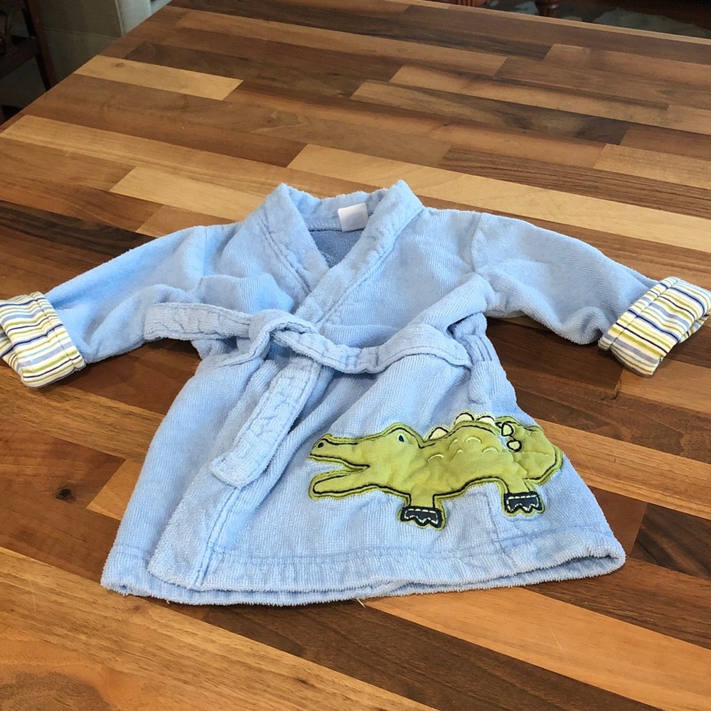 Carter's Light Blue Robe with Green Crocodile Applique